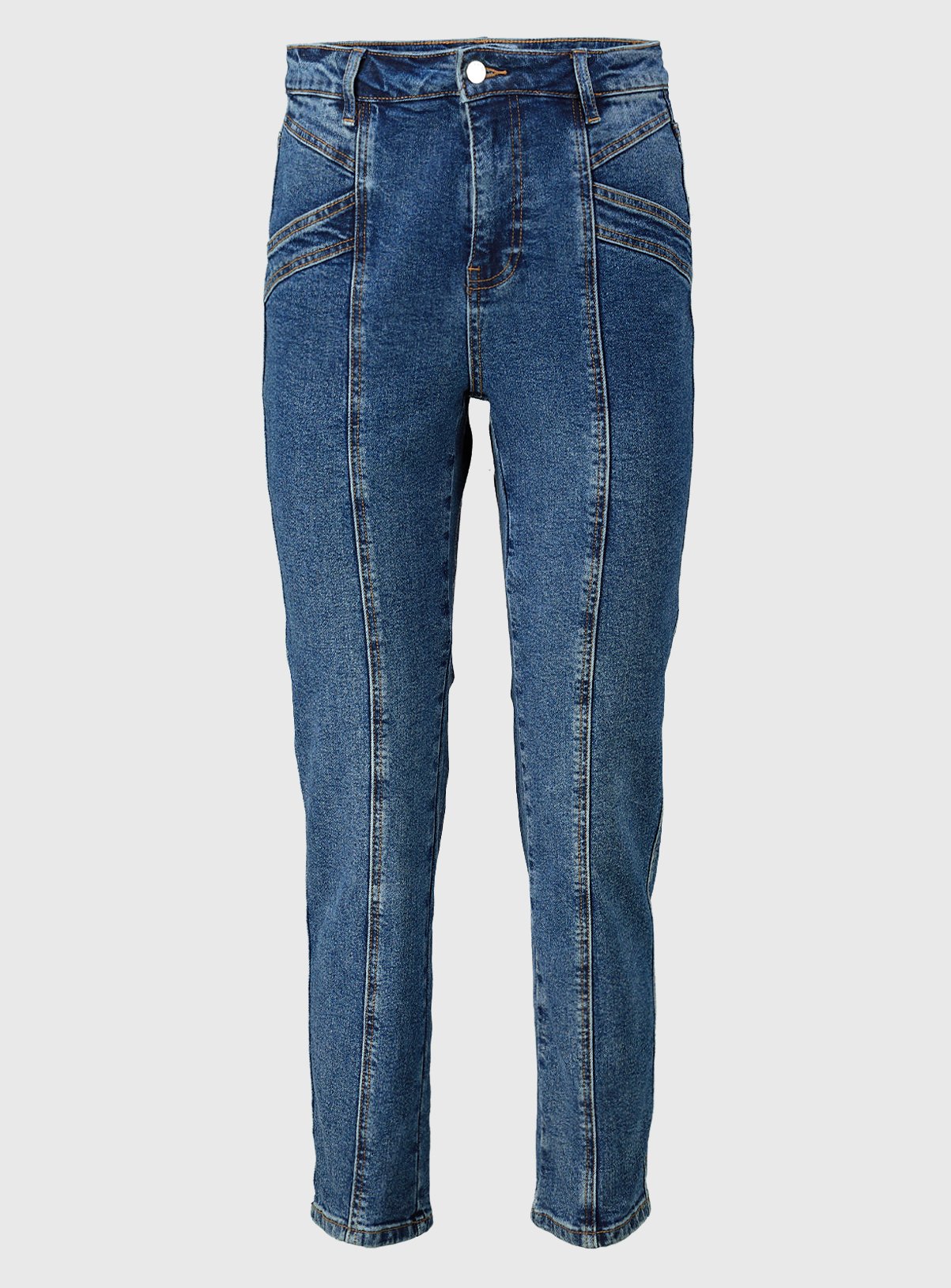 Dark Denim Straight Leg Panel Jeans With Stretch - 22 - Image 5 thumbnail